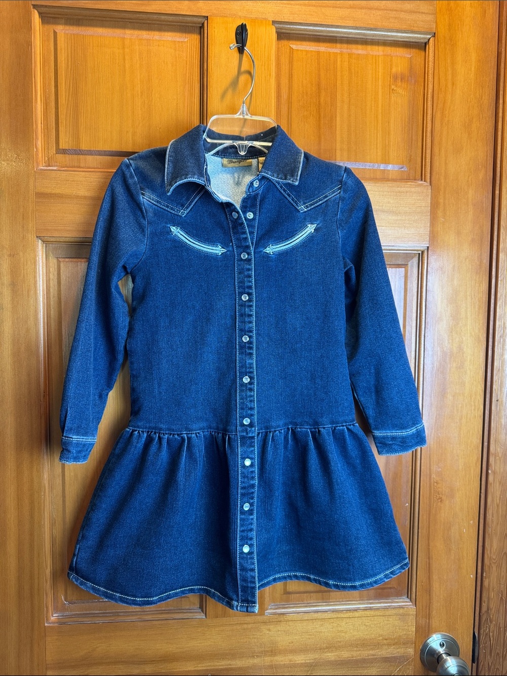 Wrangler Dark Blue Denim Button-Front Dress Girls Size Small